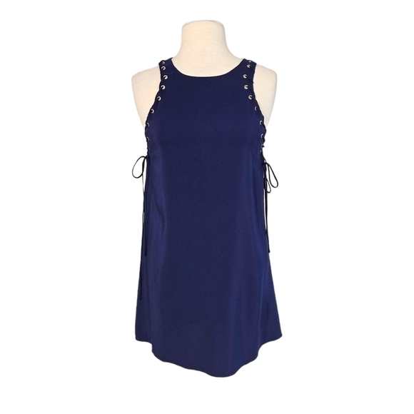 Amanda Uprichard Blue Silk Side Lace Up Mini Dress - Picture 2 of 7